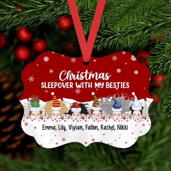 Personalized Ornament, Gift For Sisters, Friends, Up To 6 Girls, Sleeping Girls, Christmas Sleepover With My Besties