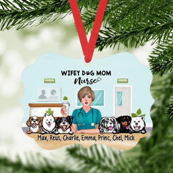 Wifey, Dog Mom, Nurse - Christmas Personalized Gifts - Custom Dog Lover's Ornament for Dog Mom and Dog Lovers