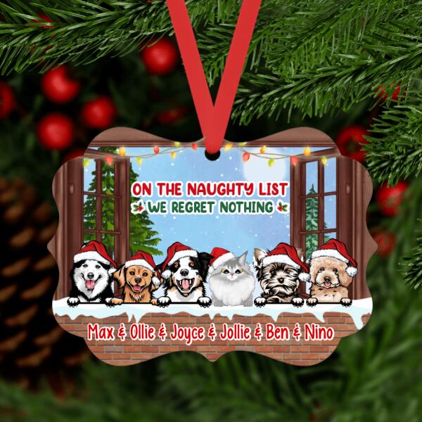 Personalized Ornament, Pets In The Windows, On The Naughty List We Regret Nothing, Christmas Gift For Dog Lovers, Cat Lovers