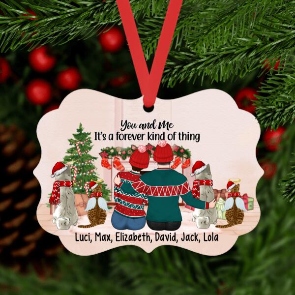 Personalized Ornament, Christmas Couple With Pets, Christmas Gift For Couple, Dog Lovers, Cat Lovers