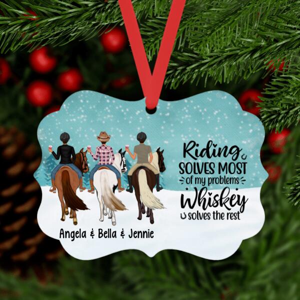 Personalized Ornament, Girls Riding and Drinking - Best Friends Gift, Christmas Gift for Horse Lovers, Drinking Lovers