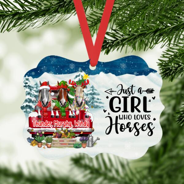 Personalized Ornament, Horse On Truck, Christmas Gift For Horse Lovers