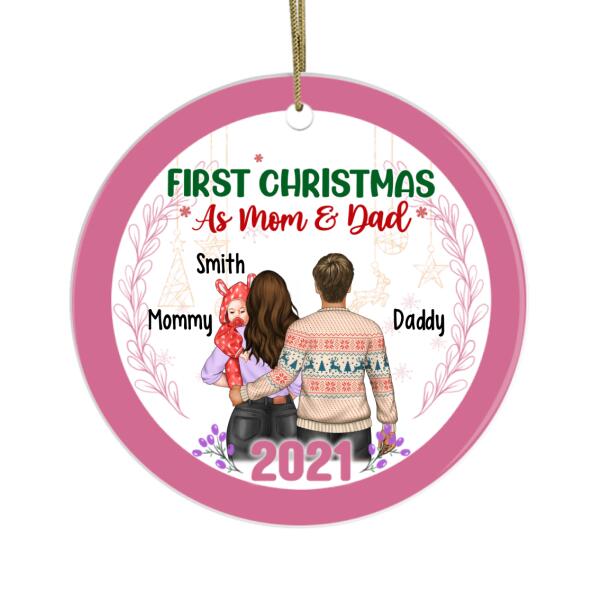 First Christmas as Mom and Dad - Personalized Christmas Gifts, Custom Family Ornament for Mom and Dad, Family Gifts