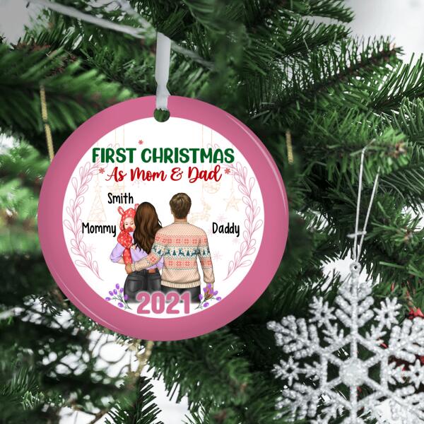 First Christmas as Mom and Dad - Personalized Christmas Gifts, Custom Family Ornament for Mom and Dad, Family Gifts