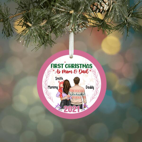 First Christmas as Mom and Dad - Personalized Christmas Gifts, Custom Family Ornament for Mom and Dad, Family Gifts