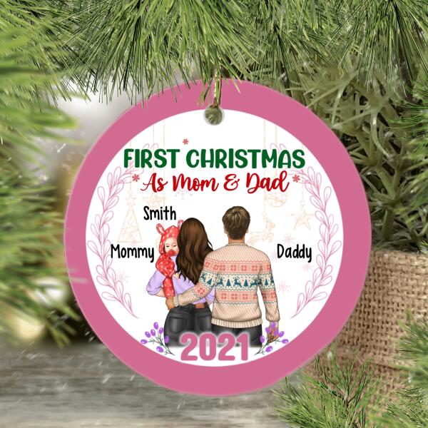 First Christmas as Mom and Dad - Personalized Christmas Gifts, Custom Family Ornament for Mom and Dad, Family Gifts