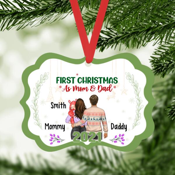 First Christmas as Mom and Dad - Personalized Christmas Gifts, Custom Family Ornament for Mom and Dad, Family Gifts