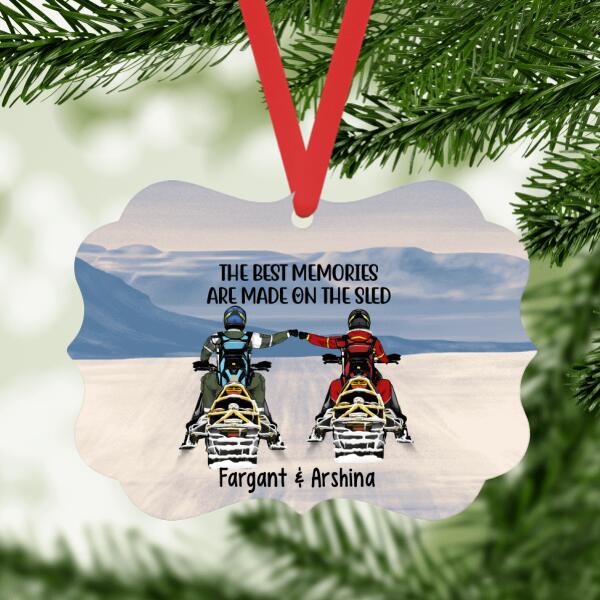 Personalized Metal Ornament, Snowmobiling Partners - Couple And Friends, Gifts For Snowmobile Lovers