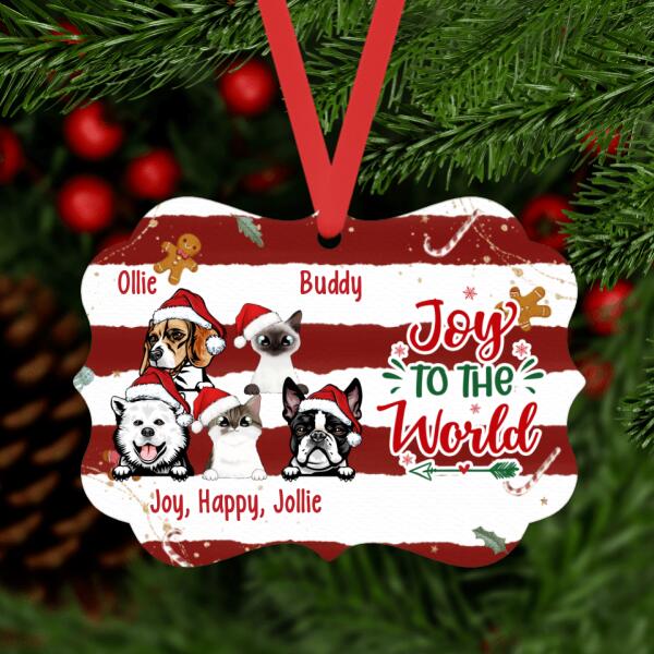 Personalized Ornament, Up To 5 Pets, Christmas Gift For Dog Lovers, Cat Lovers, Joy To The World, Christmas Theme