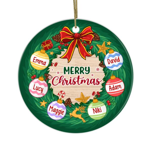 Personalized Ornament, Christmas Ball Wreath Family, Christmas Gift For Family