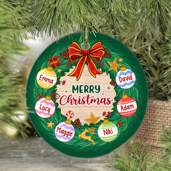 Personalized Ornament, Christmas Ball Wreath Family, Christmas Gift For Family