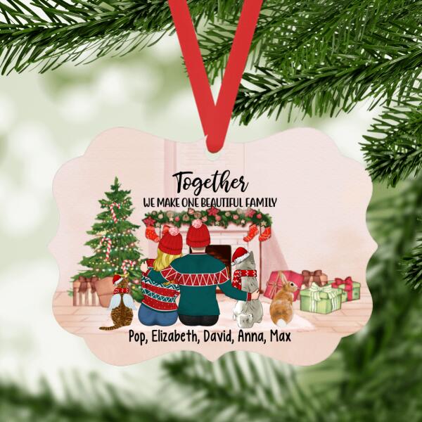 Personalized Ornament, Christmas Couple With Pets, Christmas Gift For Family And Dog Lovers, Cat Lovers, Rabbit Lovers