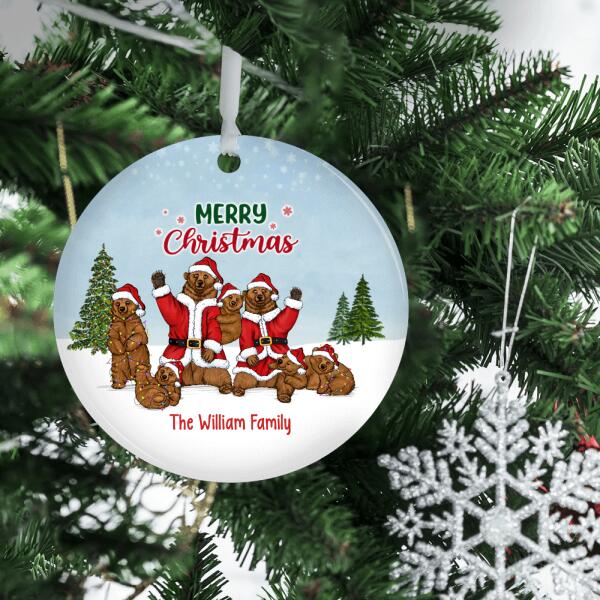 Personalized Ornament, Merry Christmas Bear Family, Couple With Kids, Christmas Gift For Family