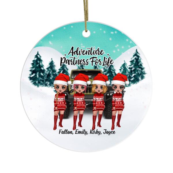 Personalized Ornament, Up To 4 Girls, Christmas Gift For Sisters, Friends, Adventure Partners For Life