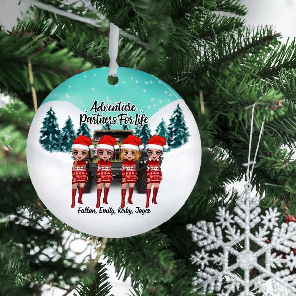 Personalized Ornament, Up To 4 Girls, Christmas Gift For Sisters, Friends, Adventure Partners For Life