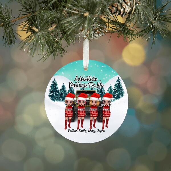 Personalized Ornament, Up To 4 Girls, Christmas Gift For Sisters, Friends, Adventure Partners For Life