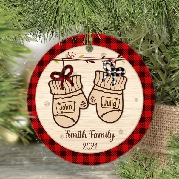 Personalized Ornament, Gloves Family, Up to 5 People, Christmas Gift For Just Married Couple, Family