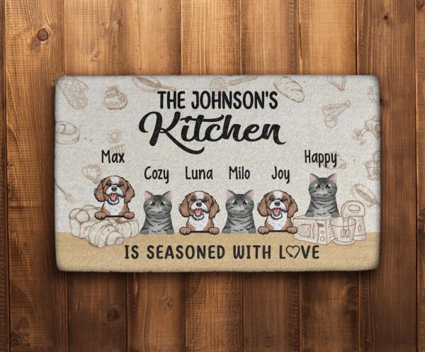 Seasoned With Love - Personalized Gifts Custom Dog Doormat for Family, Dog Lovers, Cat Lovers