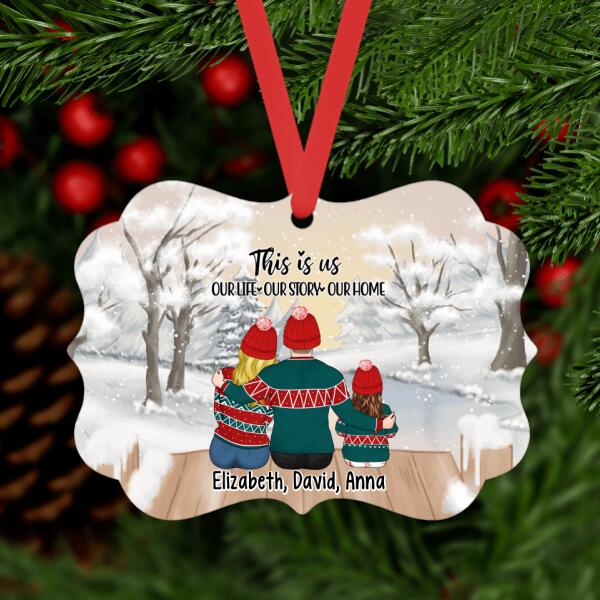 Personalized Ornament, Family Sitting Together Outside, Christmas Gift For Whole Family