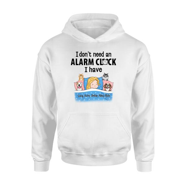 Personalized Shirt, Sleeping With Pets, I Don't Need An Alarm Clock, Gift For Dog Lovers, Cat Lovers