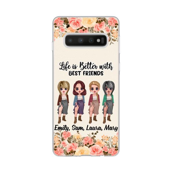 Personalized Phone Case, Up To 4 Girls, Gift For Best Friends, Sisters, Life Is Better With Best Friends