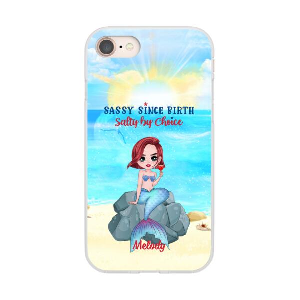 Personalized Phone Case, Gift For Mermaid Fans, Drinking Mermaid, Sassy Since Birth Salty By Choice