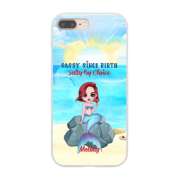 Personalized Phone Case, Gift For Mermaid Fans, Drinking Mermaid, Sassy Since Birth Salty By Choice