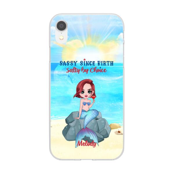 Personalized Phone Case, Gift For Mermaid Fans, Drinking Mermaid, Sassy Since Birth Salty By Choice