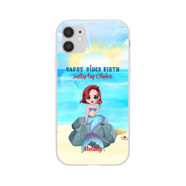 Personalized Phone Case, Gift For Mermaid Fans, Drinking Mermaid, Sassy Since Birth Salty By Choice