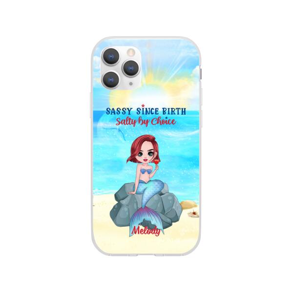 Personalized Phone Case, Gift For Mermaid Fans, Drinking Mermaid, Sassy Since Birth Salty By Choice