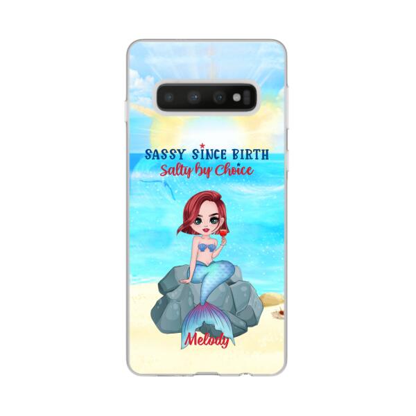 Personalized Phone Case, Gift For Mermaid Fans, Drinking Mermaid, Sassy Since Birth Salty By Choice