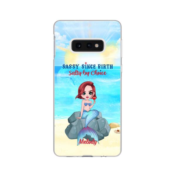 Personalized Phone Case, Gift For Mermaid Fans, Drinking Mermaid, Sassy Since Birth Salty By Choice