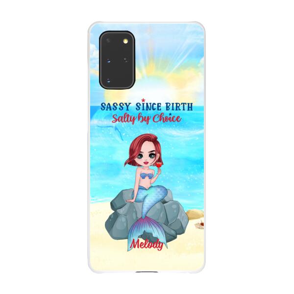 Personalized Phone Case, Gift For Mermaid Fans, Drinking Mermaid, Sassy Since Birth Salty By Choice