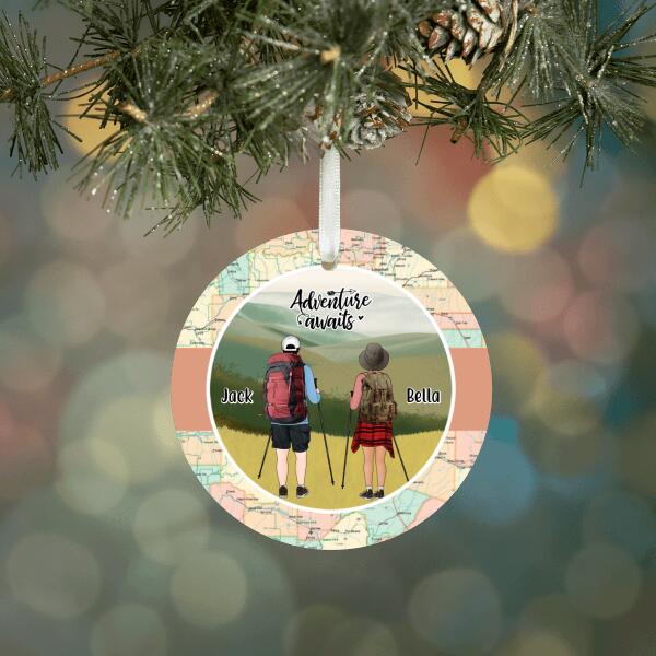 Personalized Ornament, Hiking Partners, Hiking Man, Hiking Woman, Christmas Gift For Him, Her, Friends, Couple