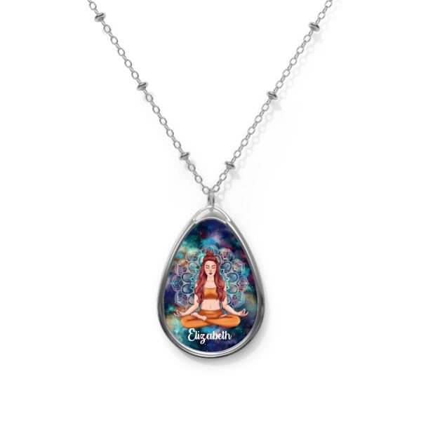 Personalized Necklace, Yoga Mandala Girl, Gift For Yoga Lovers