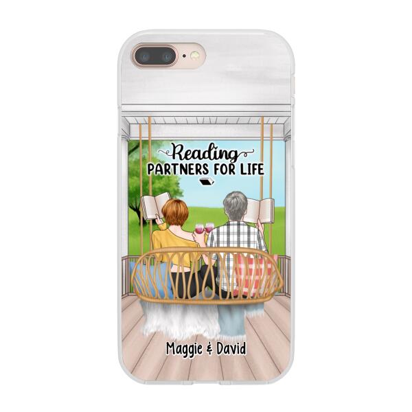 Reading Book On Swing - Personalized Phone Case For Couples, For Friends, Book