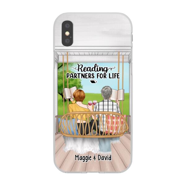 Reading Book On Swing - Personalized Phone Case For Couples, For Friends, Book