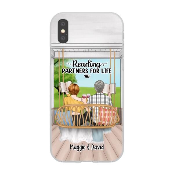 Reading Book On Swing - Personalized Phone Case For Couples, For Friends, Book