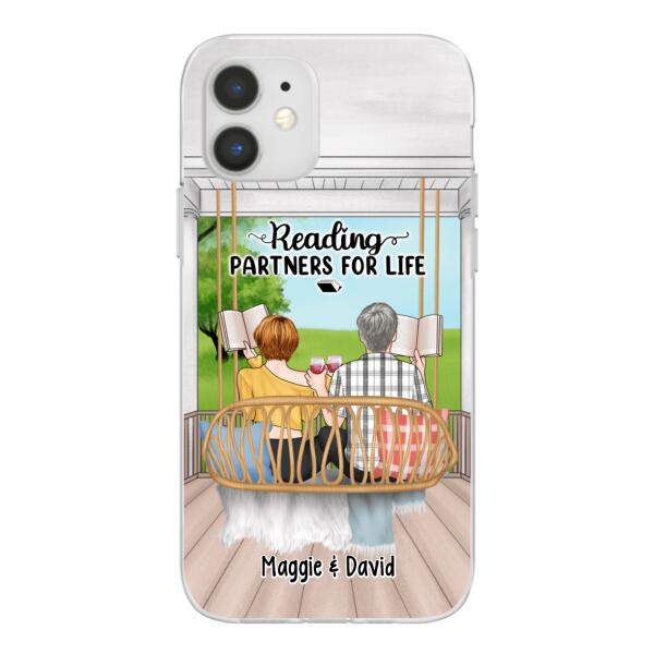 Reading Book On Swing - Personalized Phone Case For Couples, For Friends, Book