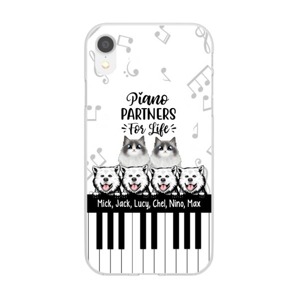 Personalized Phone Case, Up To 6 Pets, Piano Partners For Life, Gift For Pianist And Dog Lovers, Cat Lovers