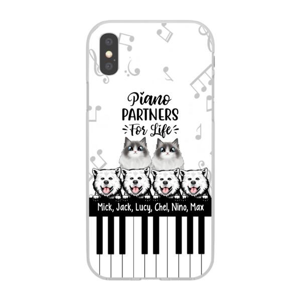 Personalized Phone Case, Up To 6 Pets, Piano Partners For Life, Gift For Pianist And Dog Lovers, Cat Lovers