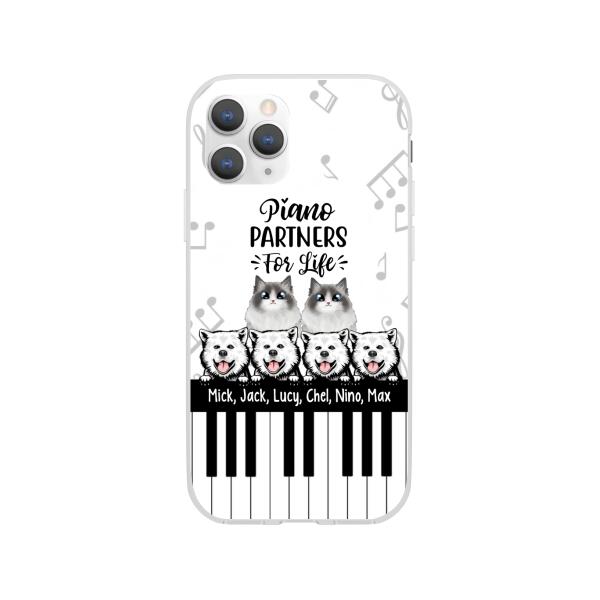 Personalized Phone Case, Up To 6 Pets, Piano Partners For Life, Gift For Pianist And Dog Lovers, Cat Lovers