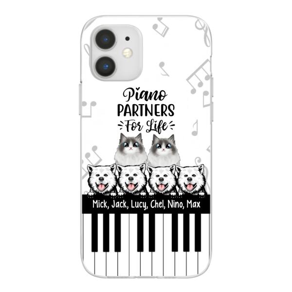 Personalized Phone Case, Up To 6 Pets, Piano Partners For Life, Gift For Pianist And Dog Lovers, Cat Lovers