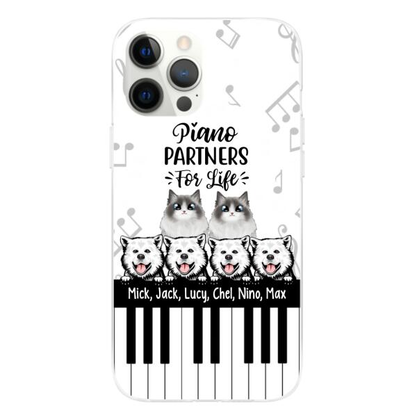 Personalized Phone Case, Up To 6 Pets, Piano Partners For Life, Gift For Pianist And Dog Lovers, Cat Lovers