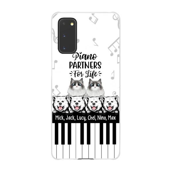 Personalized Phone Case, Up To 6 Pets, Piano Partners For Life, Gift For Pianist And Dog Lovers, Cat Lovers