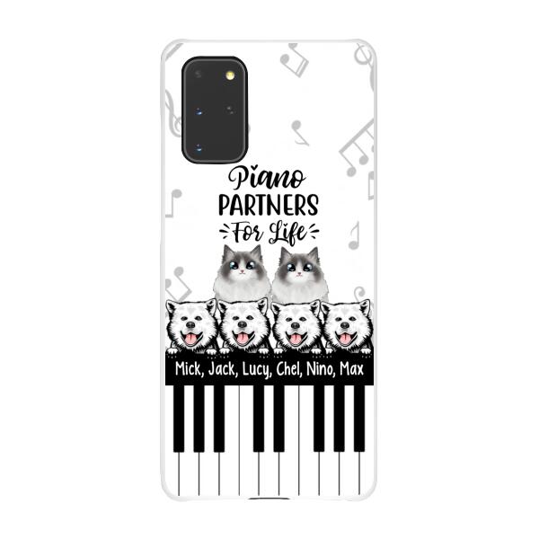 Personalized Phone Case, Up To 6 Pets, Piano Partners For Life, Gift For Pianist And Dog Lovers, Cat Lovers