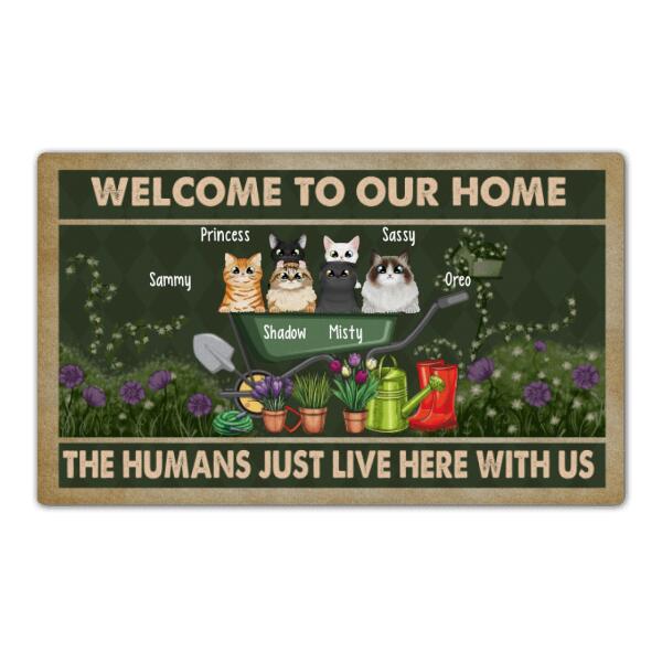 Welcome to Our Home - Personalized Gifts Custom Cat Doormat for Family, Cat Lovers, Gardeners Gifts