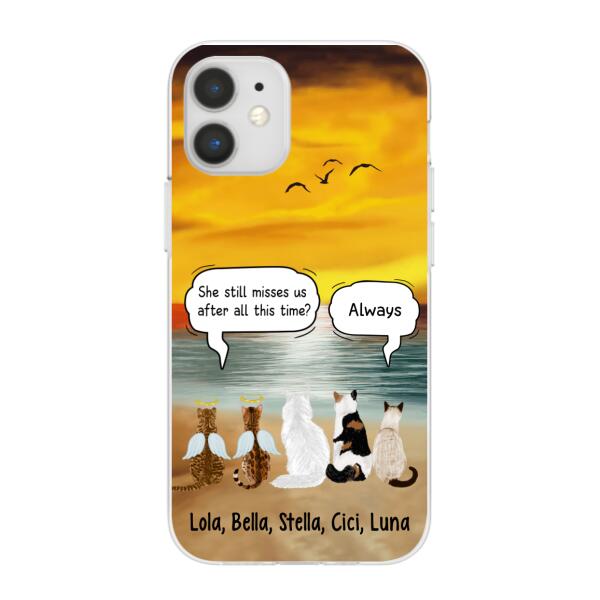 Up to 5 Cats in Conversation - Personalized Gifts Custom Cat Phone Case for Cat Mom, Cat Lovers, Memorial Gifts