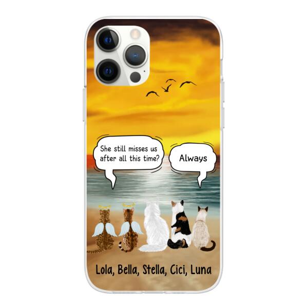 Up to 5 Cats in Conversation - Personalized Gifts Custom Cat Phone Case for Cat Mom, Cat Lovers, Memorial Gifts