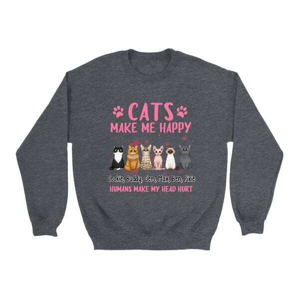 Cats Make Me Happy - Valentine's Day Personalized Gifts Custom Shirt for Cat Mom